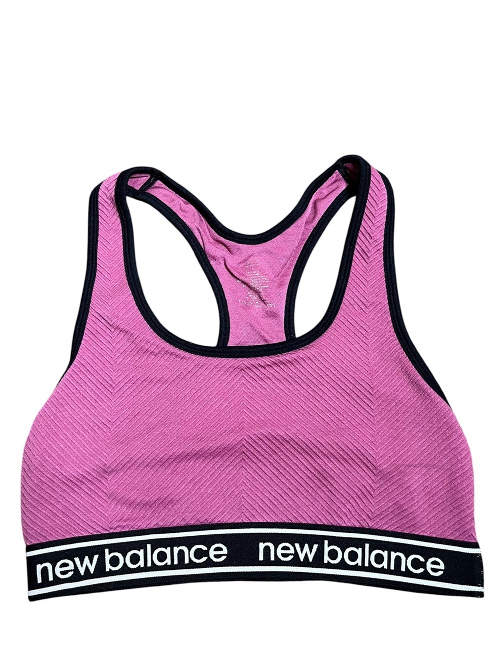 NEW BALANCE Logo Band Racerback Sports Bra Raspberry Pink S - Picture 3 of 8